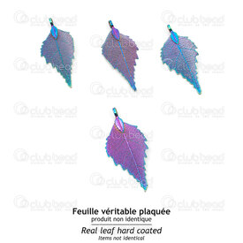 1413-5011-03AB - Metal Pendant Genuin Leaf Serrated with strong coat  Assorted Appearance App.60X27mm AB 1pc 1413-5011-03AB,Pendants,Genuine leaf,montreal, quebec, canada, beads, wholesale