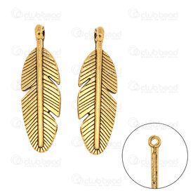 1413-5012-13GL - Spirituel Metal Pendentif Plume 30x9mm Or Antique 20pcs 1413-5012-13GL,Pendentifs,Métal,montreal, quebec, canada, beads, wholesale