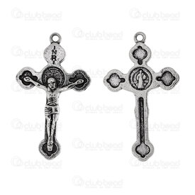 1413-5012-17 - Spiritual Metal Pendant Cross 34x22mm with 1.5mm ring Nickel 10pcs 1413-5012-17,Pendants,Metal,montreal, quebec, canada, beads, wholesale
