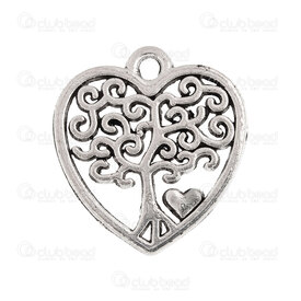 1413-5012-21 - Spiritual Metal Pendant Heart Tree of Life 18.5x17x1.5mm with Loop Natural 20pcs 1413-5012-21,Metal,montreal, quebec, canada, beads, wholesale