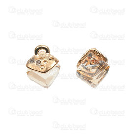 1413-5026-01 - Metal Pendant with high quality glass cube, 8MM, shampagne color gold 10pcs 1413-5026-01,montreal, quebec, canada, beads, wholesale
