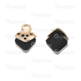1413-5026-03 - Metal Pendant with high quality glass cube, 8MM, black color gold 10pcs 1413-5026-03,montreal, quebec, canada, beads, wholesale