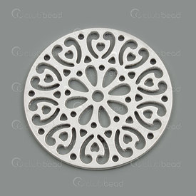 1413-5033-WH - Metal Élément de Fantaisie Rond 47mm Nickel 5pcs 1413-5033-WH,Pendentifs,element,montreal, quebec, canada, beads, wholesale