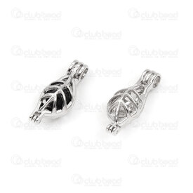 1413-5035-05 - Metal Pendentif Cage pour Bille 8mm Rond Motif Feuille 18x11.5mm Nickel 5pcs 1413-5035-05,Billes feuilles,montreal, quebec, canada, beads, wholesale