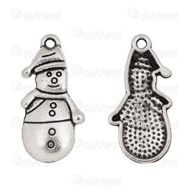 1413-5039 - Metal Pendant Snowman 24.5x12x2mm with loop Natural 20pcs 1413-5039,1413-5,montreal, quebec, canada, beads, wholesale