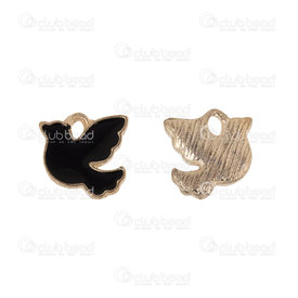*1413-5110-05 - Animal Metal Breloque Oiseau 12x12mm Or-Noir 10pcs China *1413-5110-05,Breloques,Métal,montreal, quebec, canada, beads, wholesale