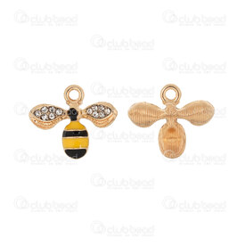 1413-5110-13 - Animal Metal Charm Bee 11x16.5mm Color Filling with Rhinestone Crystal Gold 10pcs 1413-5110-13,Pendants,Metal,montreal, quebec, canada, beads, wholesale