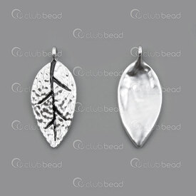 1413-5111-05 - Nature Metal charm Leaf 26.5x13.5mm Silver-Black Filling 10pcs 1413-5111-05,Pendants,Metal,montreal, quebec, canada, beads, wholesale