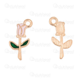 1413-5111-07 - Nature Metal Charm Rose 18.5x9mm Pink Filling with 1.5mm loop Copper 10pcs 1413-5111-07,Pendants,Metal,montreal, quebec, canada, beads, wholesale