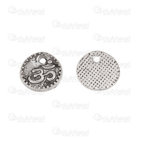 1413-5112-09WH - Spiritual Metal charm OM sign 10mm Round Antique Nickel 20pcs 1413-5112-09WH,Charms,Metal,montreal, quebec, canada, beads, wholesale