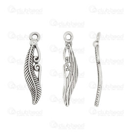 1413-5112-21 - Spiritual Metal Charm Feather 20x6x1.5mm Curved 1.5mm ring Nickel 40pcs 1413-5112-21,Pendants,Metal,montreal, quebec, canada, beads, wholesale