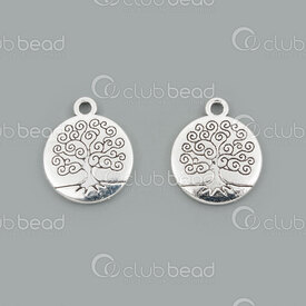 1413-5112-23 - Spiritual Metal charm Tree of Life Round 15mm Nickel 1.5mm loop 20pcs 1413-5112-23,Charms,montreal, quebec, canada, beads, wholesale