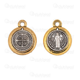 1413-5112-25NGL - Spiritual Metal Charm Round Jesus Christ 16x13x2.5mm with Loop Gold-Natural 20pcs 1413-5112-25NGL,1413-5,montreal, quebec, canada, beads, wholesale