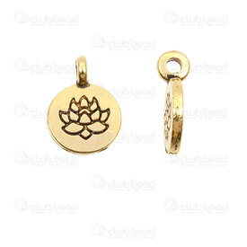 1413-5112-27GL - Spirituel Metal Breloque Fleur de Lotus Rond 13.5x9.5x1.5mm avec Boucle Couleur Or 50pcs 1413-5112-27GL,Pendentifs,Métal,montreal, quebec, canada, beads, wholesale