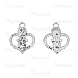 1413-5114-05 - Metal charm Heart with rhonestone 11x11mm Nickel 10pcs 1413-5114-05,montreal, quebec, canada, beads, wholesale