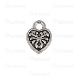 1413-5114-07 - Heart Metal Charm Heart 11x8x2mm with Fancy Design with 1.5mm loop Nickel 30pcs 1413-5114-07,Pendants,Metal,montreal, quebec, canada, beads, wholesale