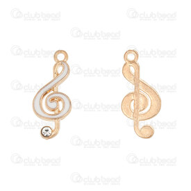 1413-5115-0401 - Music Metal charm Treble Key 19x9.5mm White Filling with 2.5mm Rhinstone Gold 10pcs 1413-5115-0401,Charms,Metal,montreal, quebec, canada, beads, wholesale