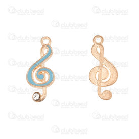 1413-5115-0403 - Music Metal charm Treble Key 19x9.5mm Light Blue Filling with 2.5mm Rhinstone Gold 10pcs 1413-5115-0403,Charms,Metal,montreal, quebec, canada, beads, wholesale