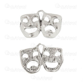 1413-5157-WH - Metal Charm Mask 15x21.5x3mm 1.5mm hole Nickel 15pcs 1413-5157-WH,Charms,montreal, quebec, canada, beads, wholesale