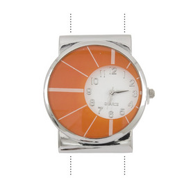 *1500-0032-03 - Watch Face Round 37X42MM Orange With Lines 2 Holes 1pc !BATTERY NOT INCLUDED! *1500-0032-03,Dollar Bead - Watch faces,Watch Face,Round,37X42MM,Orange,Orange,Metal,With Lines,2 Holes,1pc,China,Dollar Bead,montreal, quebec, canada, beads, wholesale