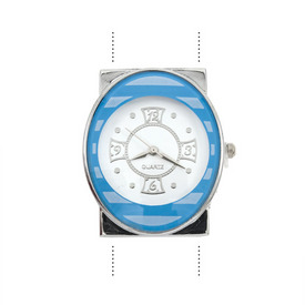 *1500-0033-07 - Watch Face Oval 31X38MM Light Blue With Lines 2 Holes 1pc !BATTERY NOT INCLUDED! *1500-0033-07,montreal, quebec, canada, beads, wholesale