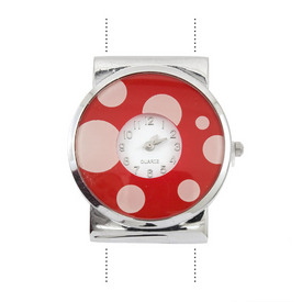 1500-0034-09 - Watch Face Round 37X42MM Red With Dots 2 Holes 1pc !BATTERY NOT INCLUDED! 1500-0034-09,montreal, quebec, canada, beads, wholesale