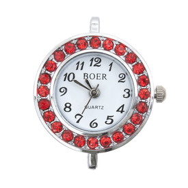 *1500-0040-07 - Metal Watch Face Round 24MM Red With Shamballa Stones 1pc !BATTERY NOT INCLUDED! *1500-0040-07,Cadrans de montre,24MM,Metal,Watch Face,Round,24MM,Red,Red,Metal,With Shamballa Stones,1pc,China,montreal, quebec, canada, beads, wholesale