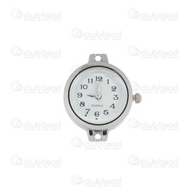 1500-1000-19 - Watch Face Round 22mm Nickel face up hole White Font 1pc !BATTERY NOT INCLUDED! 1500-1000-19,Cadrans de montre,montreal, quebec, canada, beads, wholesale