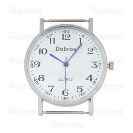 1500-1000-25 - Watch face 37mm Round Inscription 'Dobroa' Nickel White Font Blue clock hand 1pc !BATTERY NOT INCLUDED! 1500-1000-25,1500-1000,montreal, quebec, canada, beads, wholesale