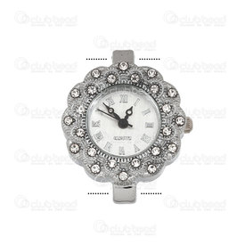 1500-1001-013 - Watch Face Fancy Flower 26mm Nickel with Rhinestone White Font 1pc !BATTERY NOT INCLUDED! 1500-1001-013,Cadrans de montre,montreal, quebec, canada, beads, wholesale