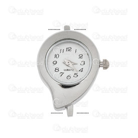 1500-1001-017 - Watch Face Fancy Drop Shape 26x20mm Nickel White Font 1pc !BATTERY NOT INCLUDED! 1500-1001-017,Cadrans de montre,montreal, quebec, canada, beads, wholesale
