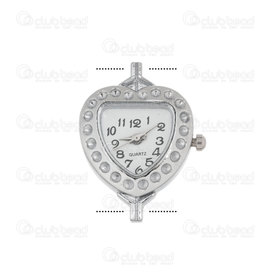 1500-1001-025 - Cadran de Montre de Fantaisie forme de Cœur 22.5x23mm Nickel Fond Blanc 1pc !BATTERIE NON ONCLUSE! 1500-1001-025,Cadrans de montre,2 anneaux,montreal, quebec, canada, beads, wholesale