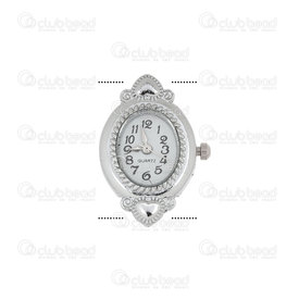 1500-1001-27 - Watch Face Fancy Oval 21x19mm Nickel Heart Design White Font 1pc !BATTERY NOT INCLUDED! 1500-1001-27,Cadrans de montre,montreal, quebec, canada, beads, wholesale