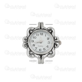 1500-1001-29 - Watch Face Fancy Square 23x25mm Nickel Fancy Design White Font 1pc !BATTERY NOT INCLUDED! 1500-1001-29,Cadrans de montre,montreal, quebec, canada, beads, wholesale