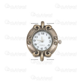 1500-1001-31 - Watch Face Fancy Round 24mm Antique Brass Swirl Design White Font 1pc !BATTERY NOT INCLUDED! 1500-1001-31,1500-1001,montreal, quebec, canada, beads, wholesale