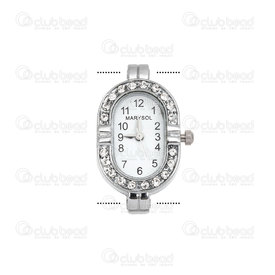 1500-1001-33 - Watch Face Fancy Oval 26x20mm Nickel with rhinestone White Font 1pc !BATTERY NOT INCLUDED! 1500-1001-33,1500-1001,montreal, quebec, canada, beads, wholesale