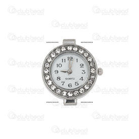 1500-1001-35 - Watch Face Fancy Round 24mm Nickel with rhinestone White Font 1pc !BATTERY NOT INCLUDED! 1500-1001-35,montreal, quebec, canada, beads, wholesale