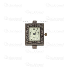 1500-1001-37OXBR - Watch Face Fancy Rectangle 23.5x20.5mm Swirl Design Antique Brass Old White Font 1pc !BATTERY NOT INCLUDED! 1500-1001-37OXBR,montreal, quebec, canada, beads, wholesale