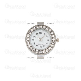 1500-1001-39 - Watch Face Fancy Round 24.5mm with rhinestone Nickel White Font 1pc !BATTERY NOT INCLUDED! 1500-1001-39,montre,montreal, quebec, canada, beads, wholesale