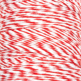 1601-0235-0.703 - Fil Polyester-Coton 0.68mm Blanc-Rouge Bobine de 300m 1601-0235-0.703,300m Spool,Polyester-Cotton,Fils,0.68mm,White-Red,300m Spool,Chine,montreal, quebec, canada, beads, wholesale