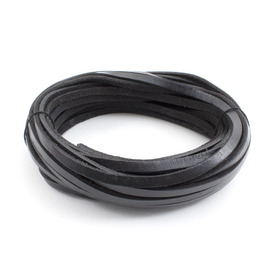 1602-0421-BLK - Leather Flat Cord 5x2mm Black 4.5m (5yd) 1602-0421-BLK,Black,Leather,Leather,Flat,Cord,5X2MM,Black,4.5m (5yd),China,montreal, quebec, canada, beads, wholesale