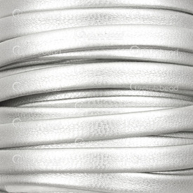 1602-0423-01 - Pu Faux Leather Flat Cord Soft 5mm Silver 10m (11yd) 1602-0423-01,5mm,Pu Faux Leather,Flat,Cord,Soft,5mm,Silver,10m (11yd),China,montreal, quebec, canada, beads, wholesale