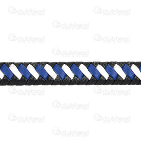 1602-0425-01 - Cuir Cordon Plat 9x5mm Bleu Bande Blanc Rouleau 5m 1602-0425-01,montreal, quebec, canada, beads, wholesale