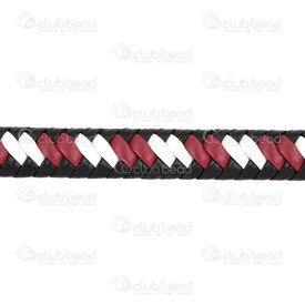 1602-0425-03 - Leather cord 9x5mm Flat red and white stripe 5m roll 1602-0425-03,Leather,montreal, quebec, canada, beads, wholesale