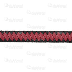 1602-0425-05 - Leather cord 9x5mm Flat red stripe with black edge 5m roll 1602-0425-05,Threads and Cords,Leather,montreal, quebec, canada, beads, wholesale