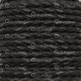 1602-0431-17 - Leather Cord Braided 3mm Black 5 Yards 1602-0431-17,Black,Leather,Leather,Cord,Braided,3MM,Black,5 Yards,China,montreal, quebec, canada, beads, wholesale