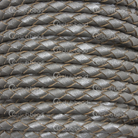 1602-0431-19 - Leather Cord Braided 3mm Silver Grey 5m Roll 1602-0431-19,Leather,Cord,Braided,3MM,Grey,Silver,5m Roll,China,montreal, quebec, canada, beads, wholesale