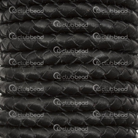 1602-0432-03 - Leather Cord Braided 5mm Black 5 Yards 1602-0432-03,Black,Leather,Leather,Cord,Braided,5mm,Black,5 Yards,China,montreal, quebec, canada, beads, wholesale
