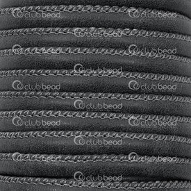 1602-0437-01 - Pu Faux Leather Stiched Cord 5x6mm Matt Black 5m (16.4ft) 1602-0437-01,Pu Faux Leather,Stiched,Cord,5X6MM,Black,Matt,5m (16.4ft),China,montreal, quebec, canada, beads, wholesale