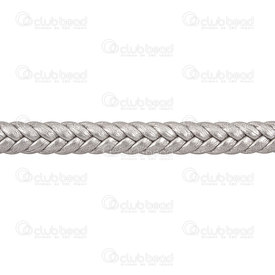 1602-0440-03 - Pu Faux Leather Braided Cord Flat 6x3mm Silver 5m (16.4ft) 1602-0440-03,Leather,Pu Faux Leather,Braided,Cord,Flat,6X3MM,Silver,5m (16.4ft),China,montreal, quebec, canada, beads, wholesale